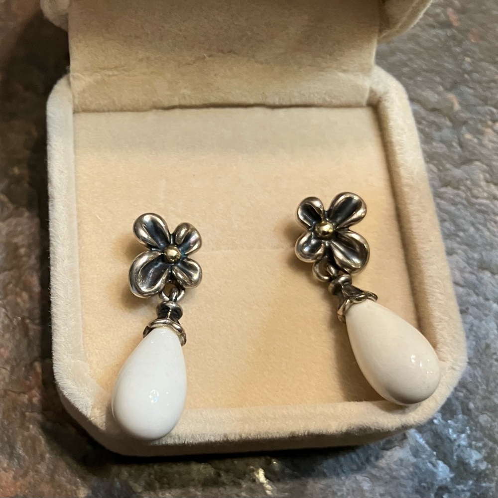 Ann King Sterling Silver and White Stone Earrings